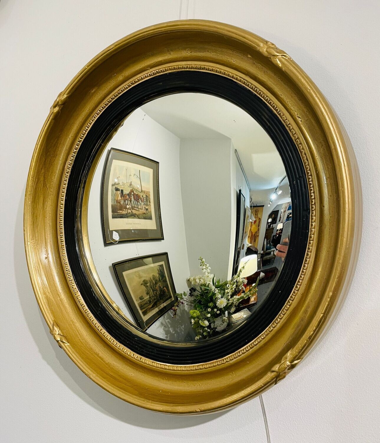 Vintage Gilt Convex Mirror