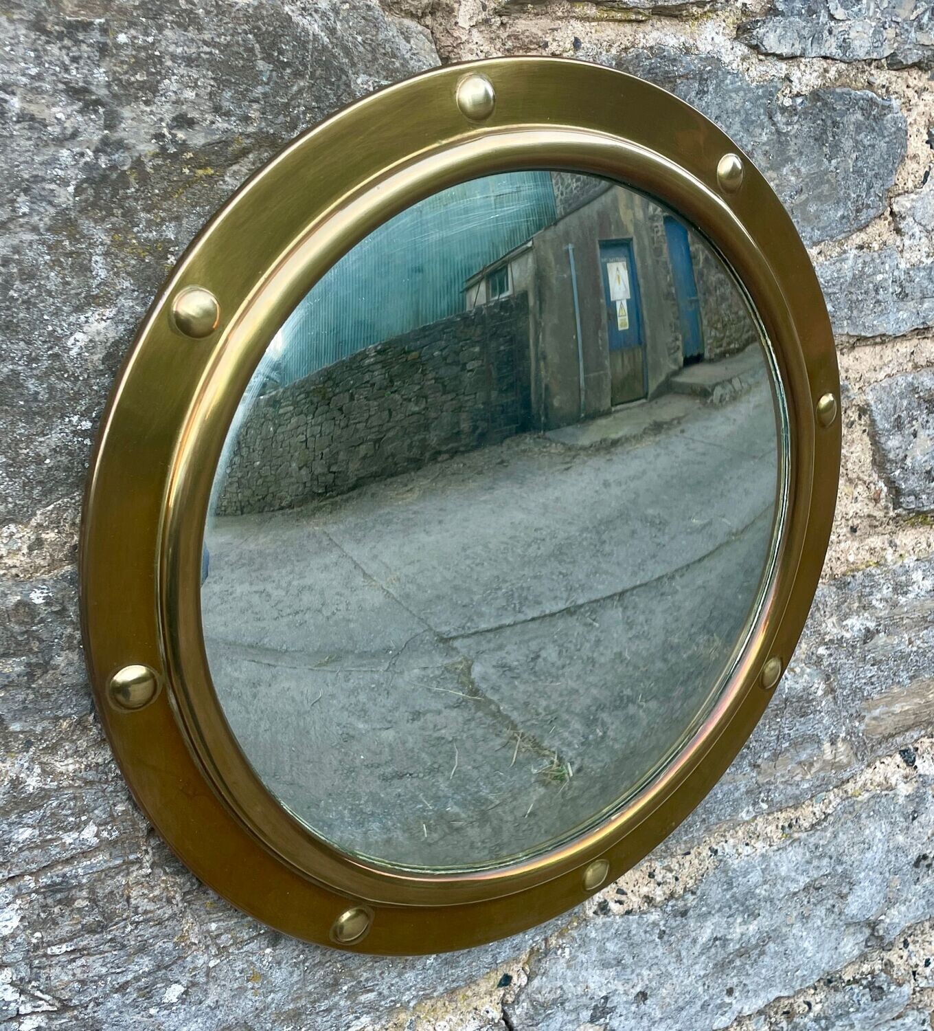 Vintage Brass Convex Mirror