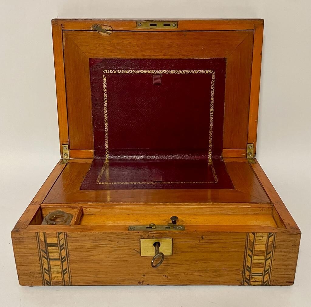 Small Antique Inlaid Writing Slope