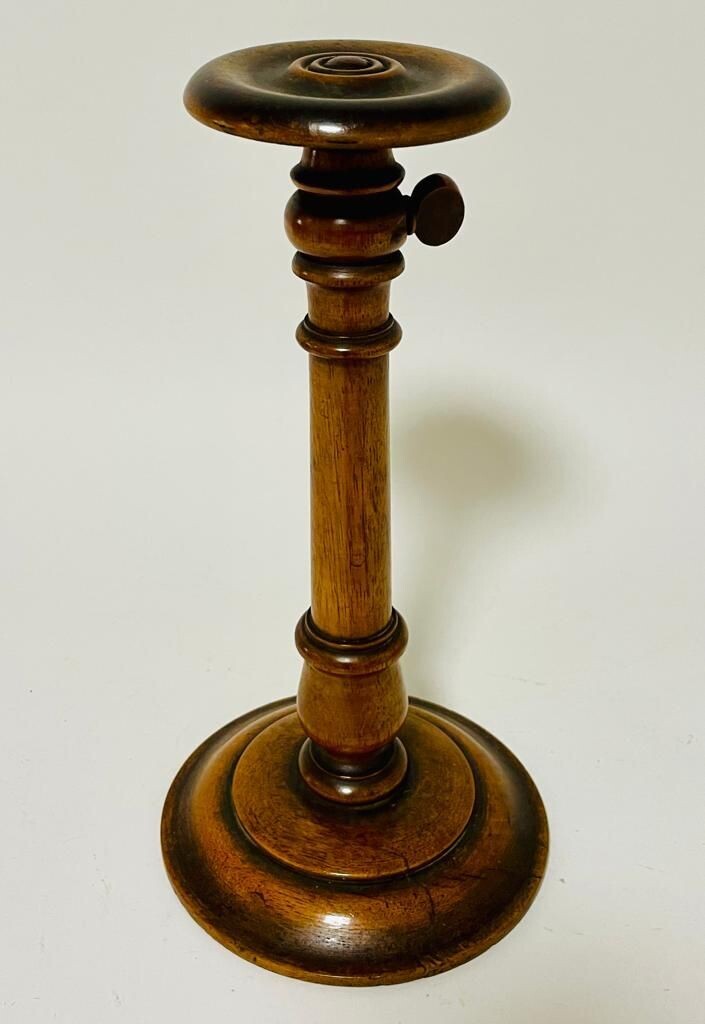 Victorian Turned Wood Adjustable Hat or Wig Stand