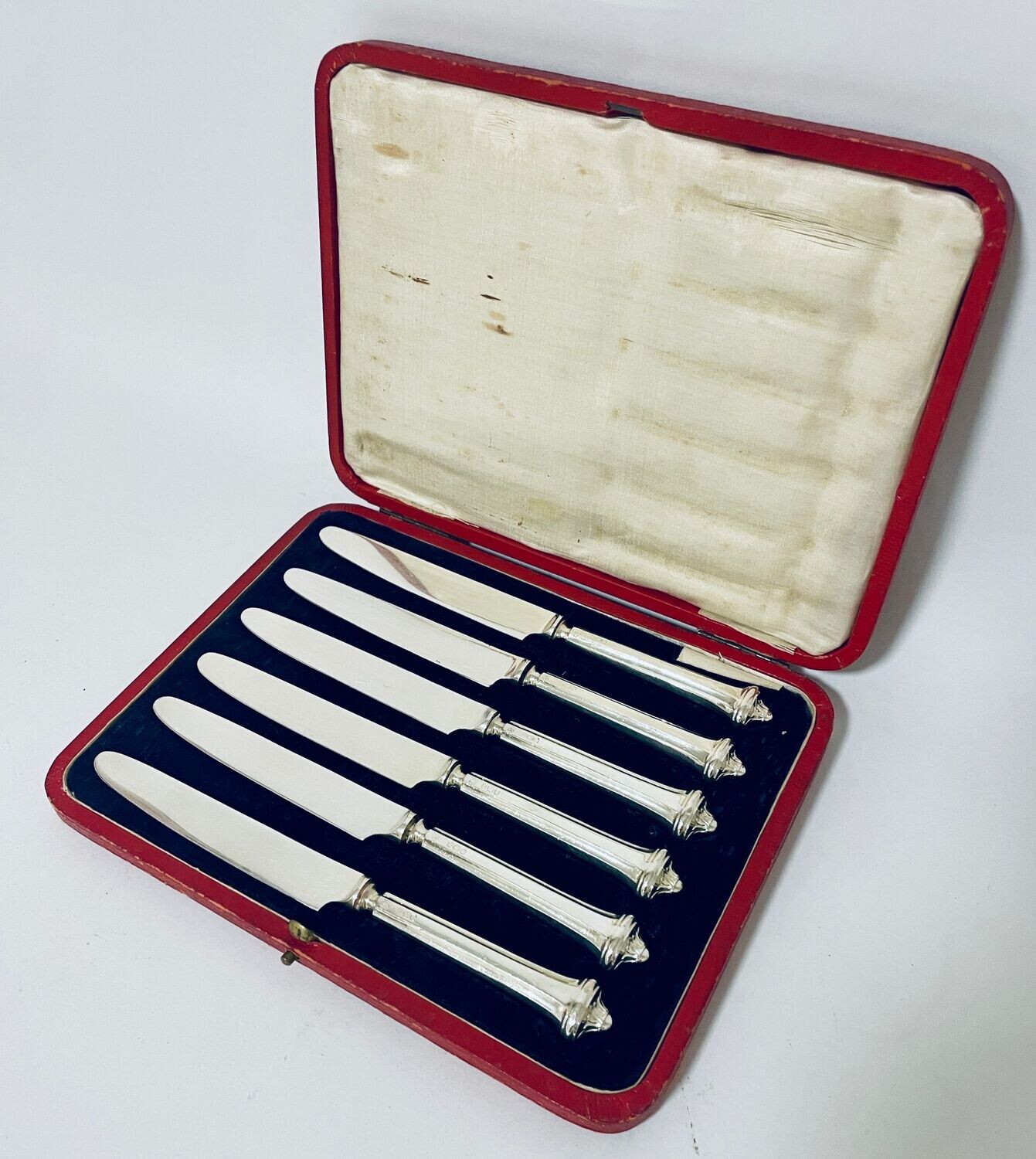 Set of 6 Antique Silver Handled Dessert Knives