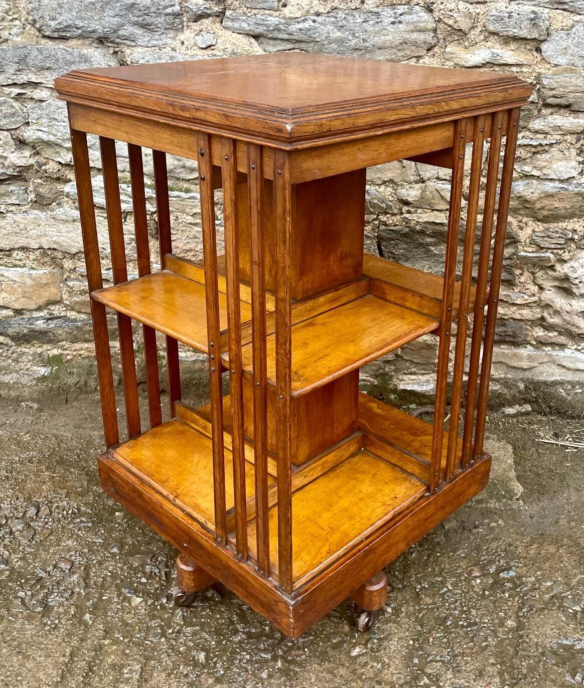 Edwardian Oak Revolving Bookcase