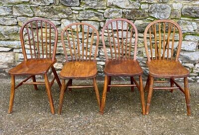 Set of Four Antique Elm Hoop Back Chairs