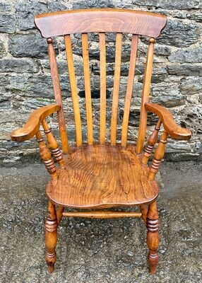 Victorian Elm Lathe Back Farmhouse Chair
