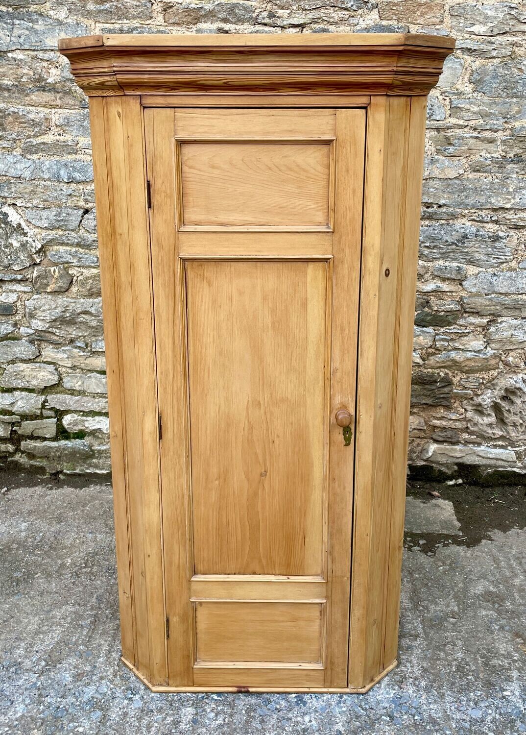 Antique Stripped Pine Corner Cupboard