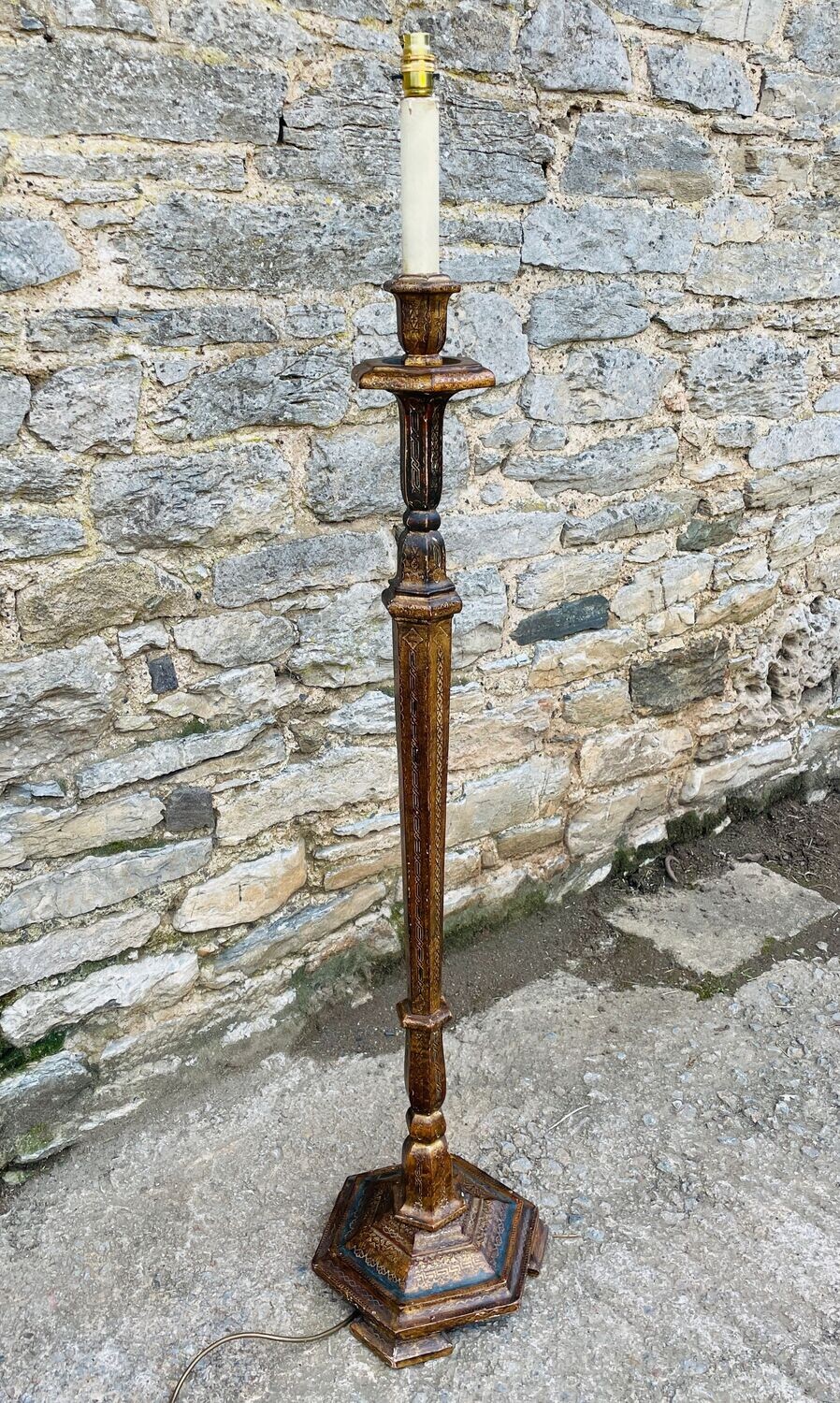 Antique Gilt and Painted Standard Lamp