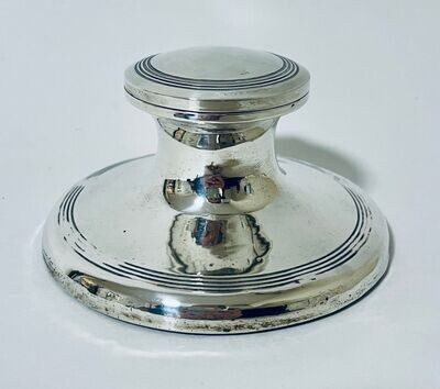 Antique Silver Capstan Inkwell