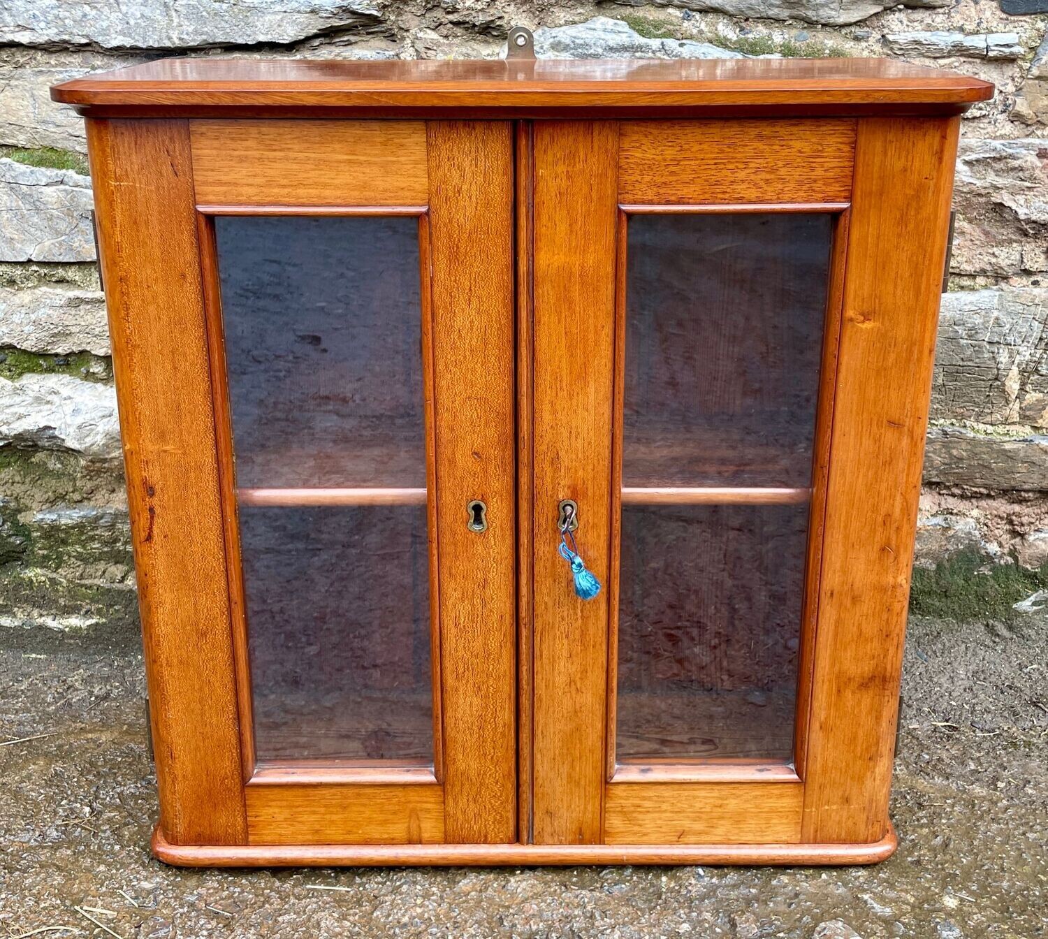 Antique Mahogany Glazed Wall Cupboard