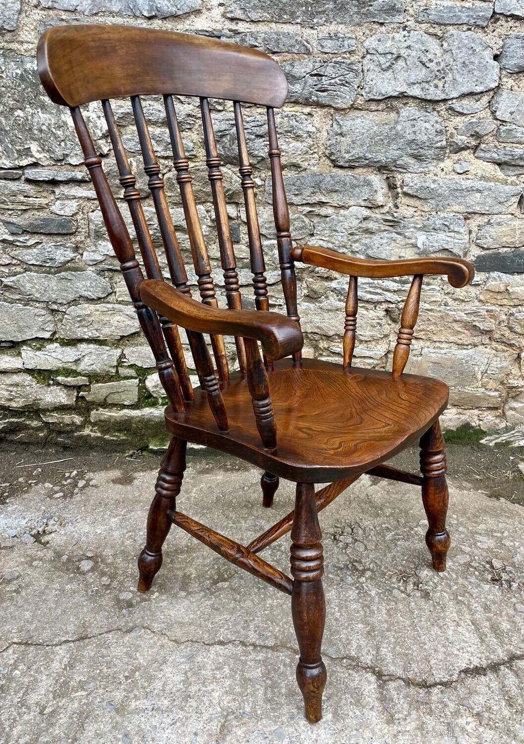 Antique Elm Windsor Farmhouse Chair