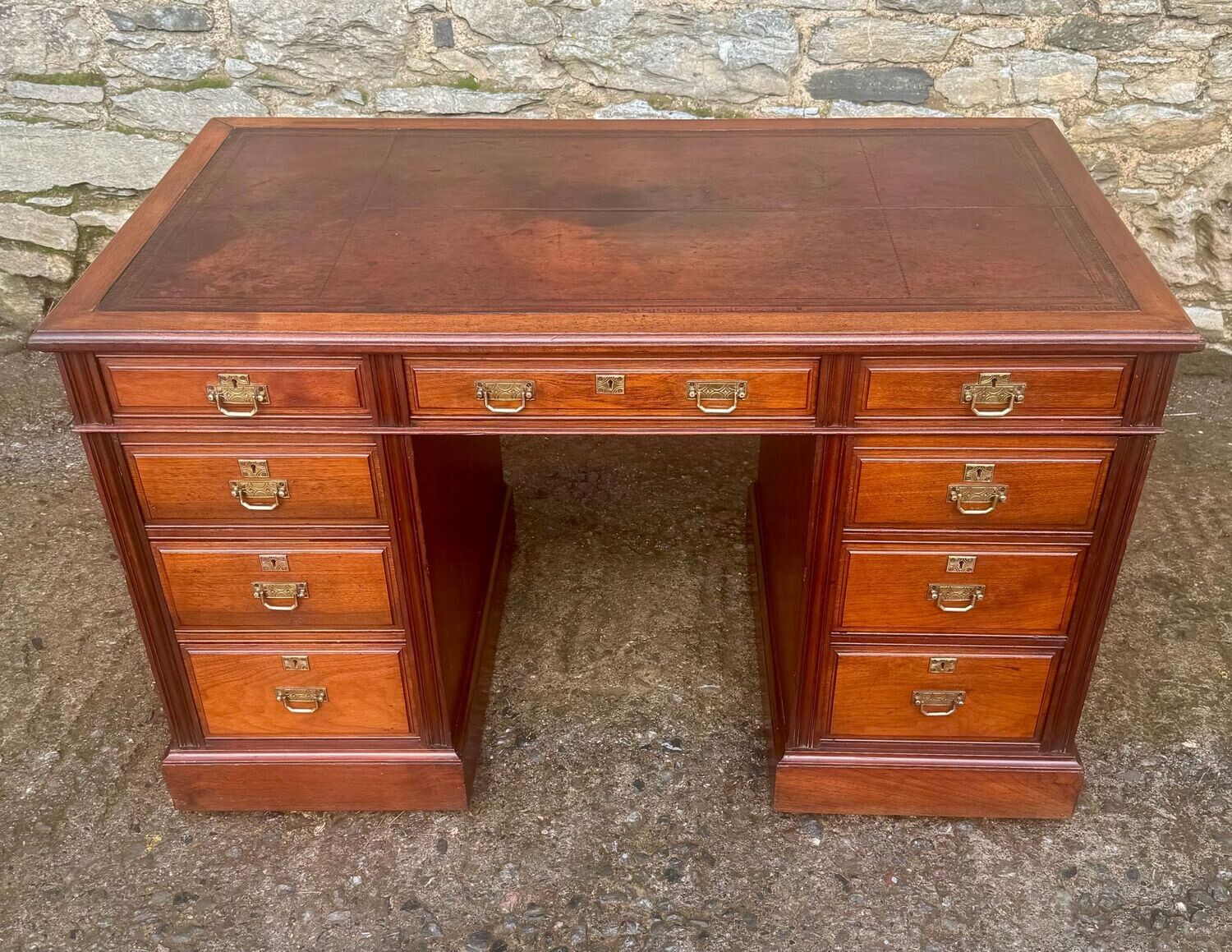 Edwardian Maple & Co Pedestal Desk