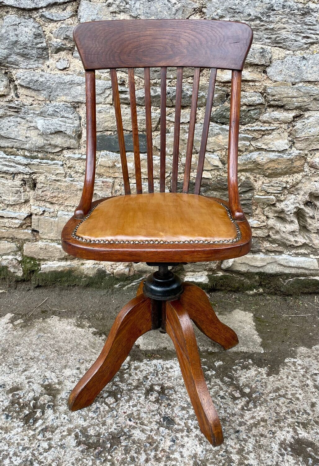 Edwardian Oak Swivel Desk Chair