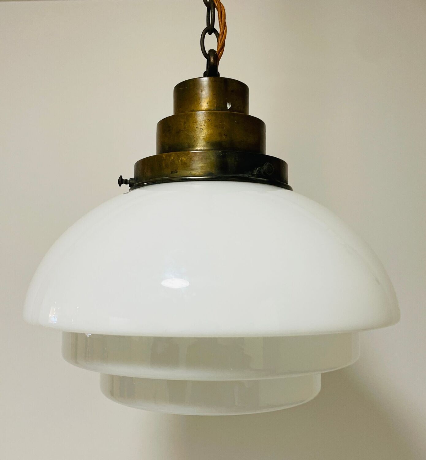 ​Art Deco Stepped Opaline Pendant Light