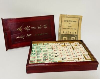 Vintage Bone and Bamboo Mahjong Set