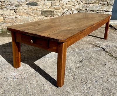 Large Antique French Chestnut Coffee Table