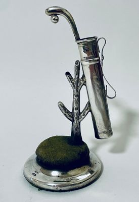 Antique Silver Golfing Hat Pin / Ring Stand