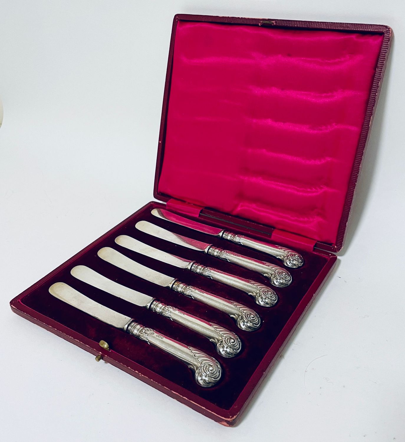 Set of Six Antique Silver Handled Butter Knives