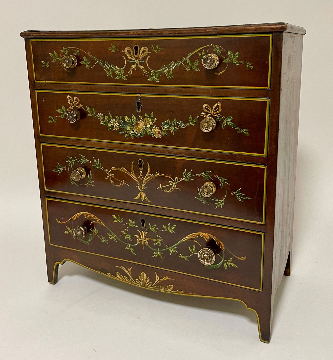 Antique Hand Painted Miniature Chest of Drawers