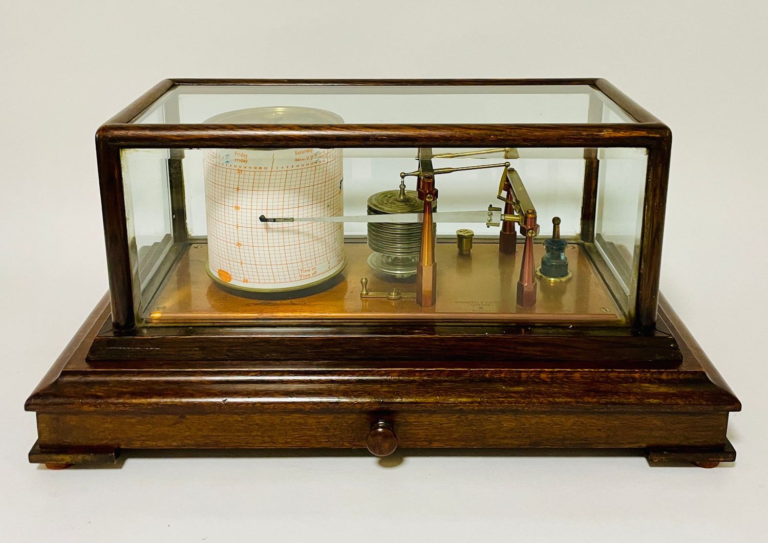 Antique Negretti & Zambra Oak Cased Barograph