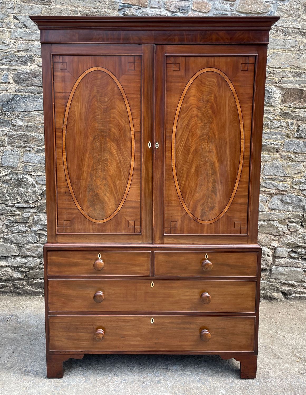 Regency Mahogany Linen Press Cupboard