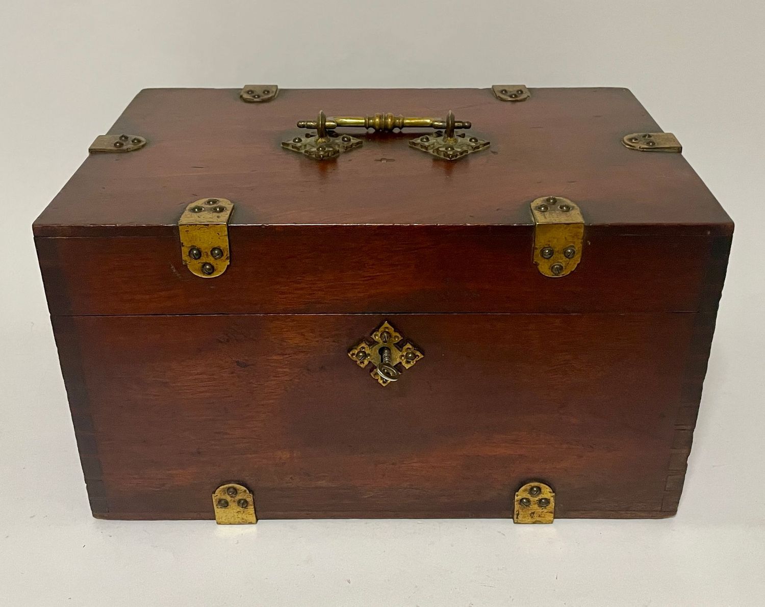 Antique Brass Bound Document Box