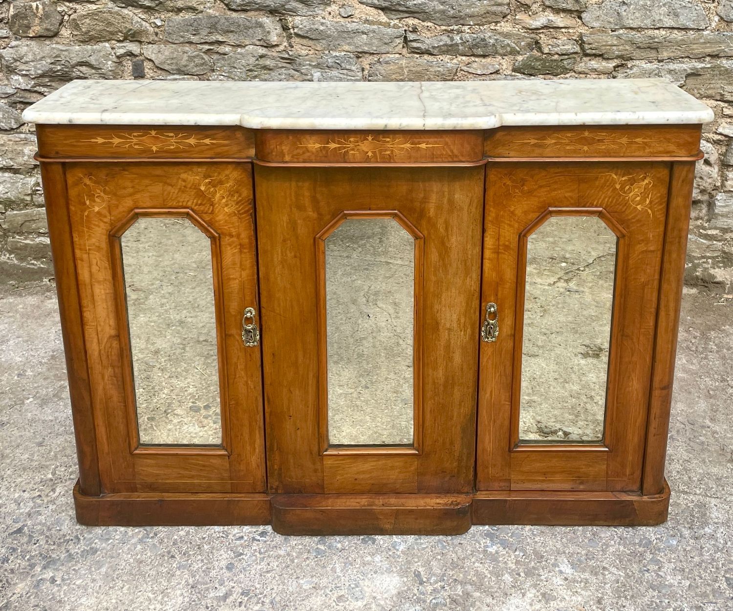 Antique Walnut Credenza with Marble Top