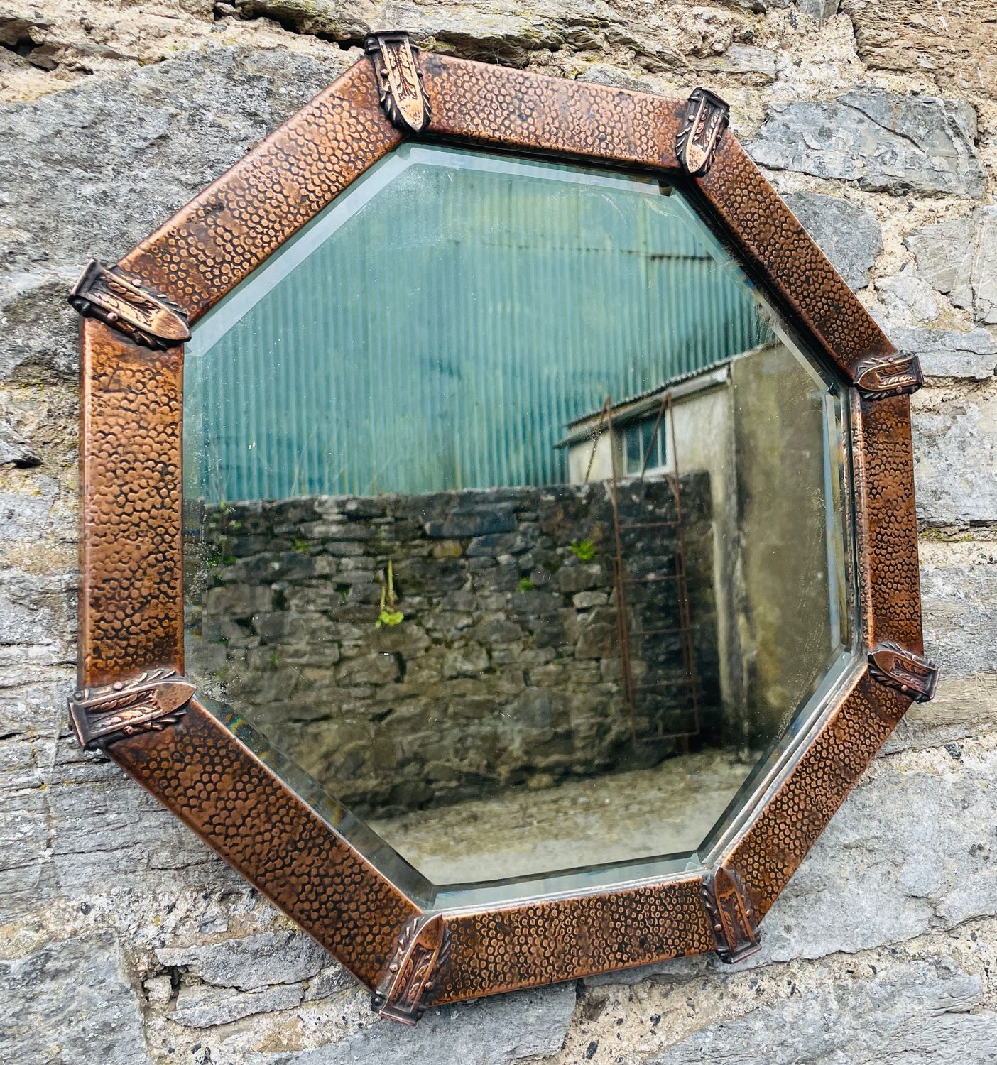 ​Arts and Crafts Hand Beaten Copper Mirror