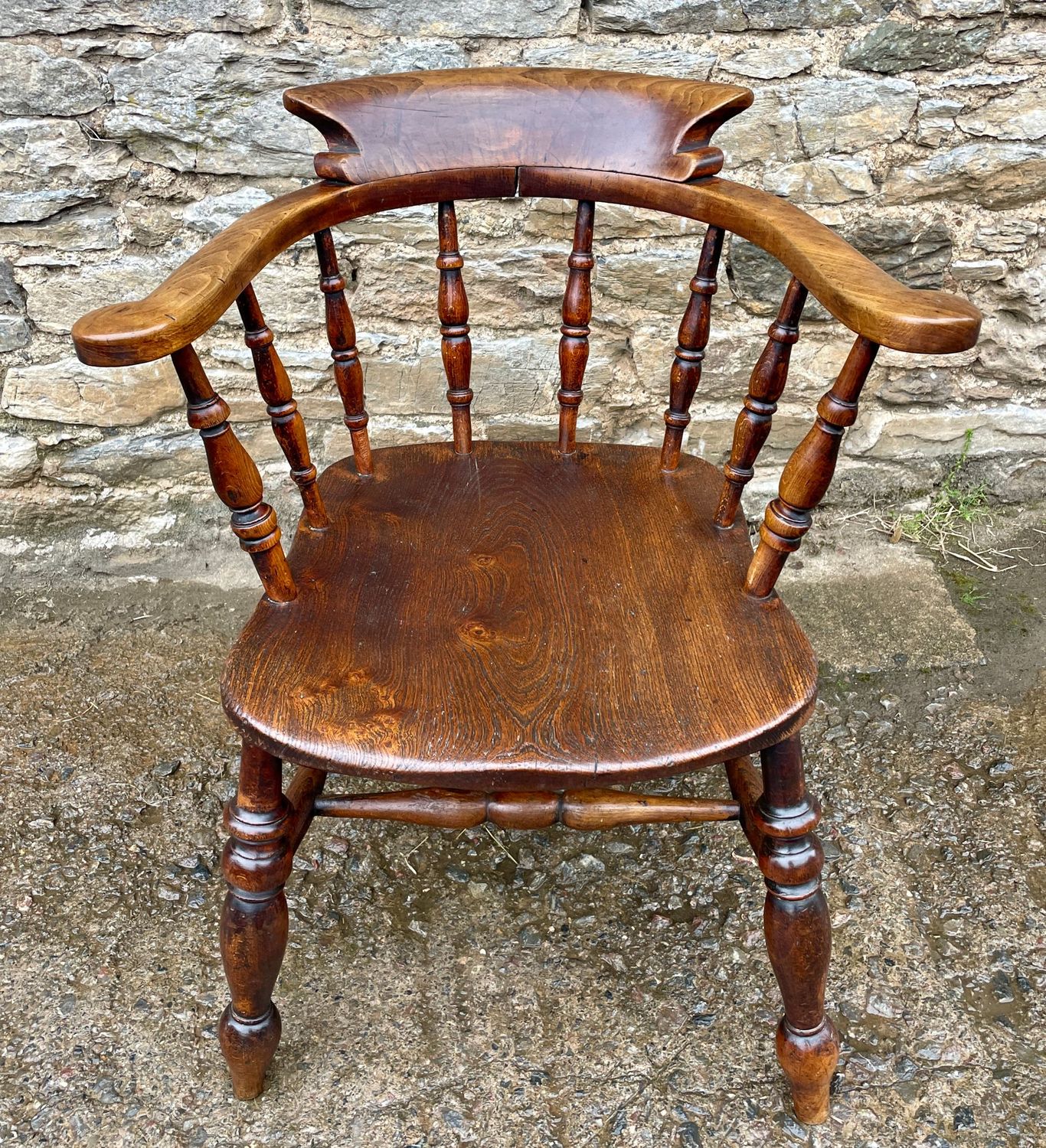 Antique Elm Captains Chair