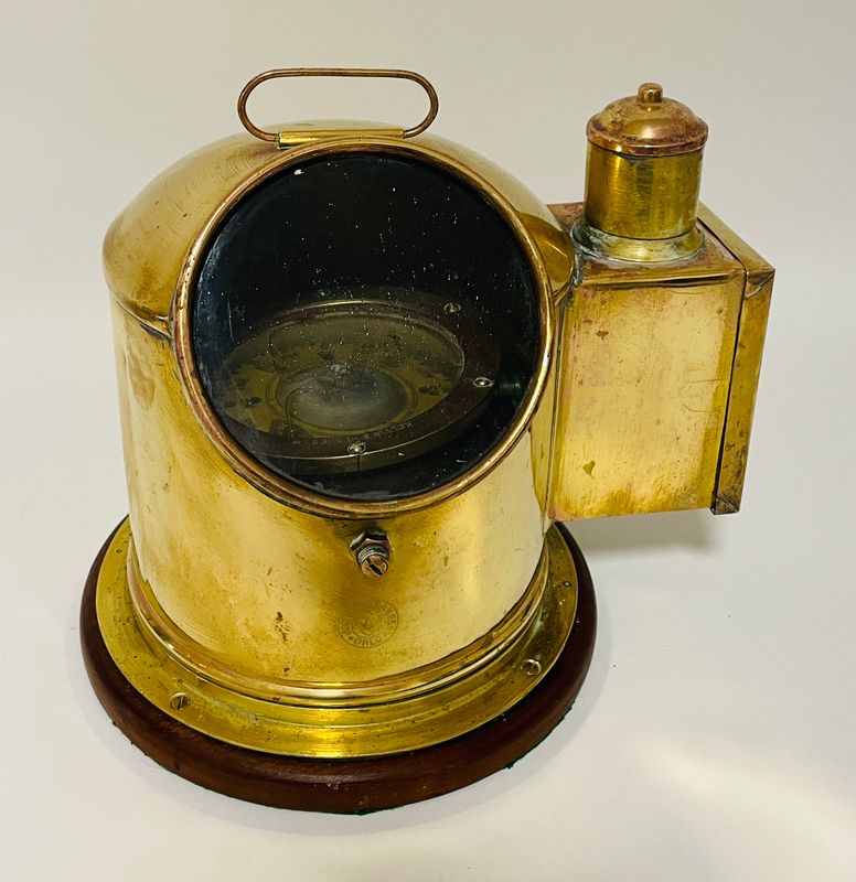 Antique Brass Binnacle Compass with Oil Burner