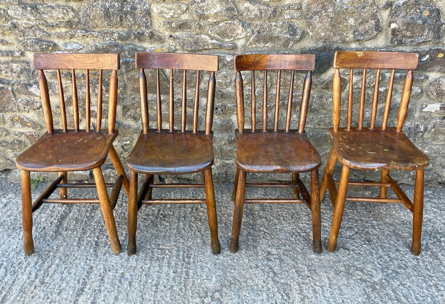 Set of 4 Elm School Chairs
