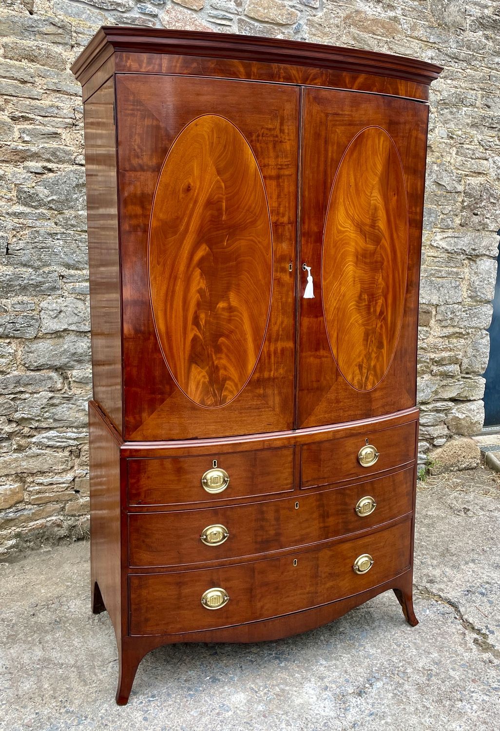 Georgian Mahogany Bow Fronted Wardrobe