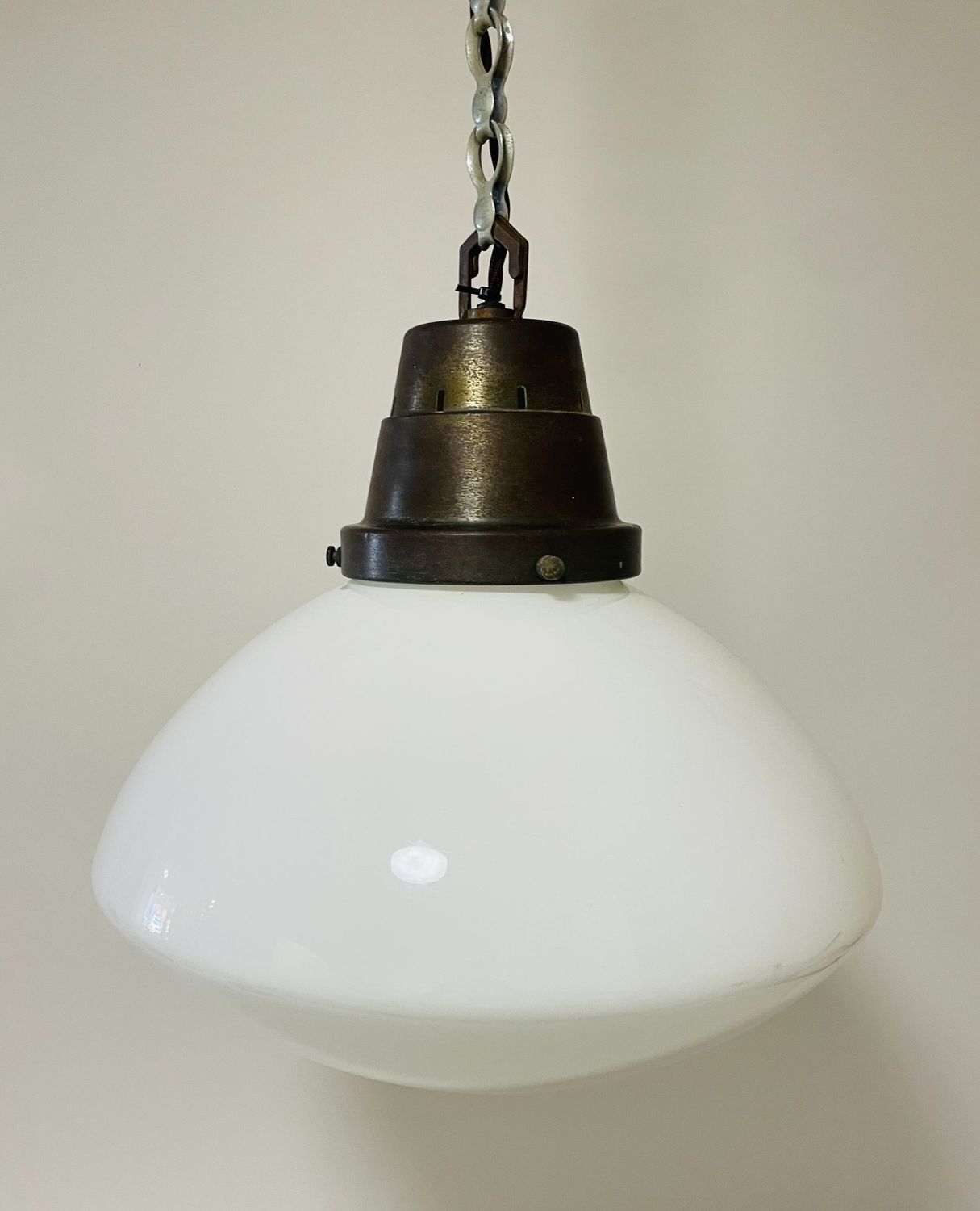 Large Antique Opaline Pendant Light