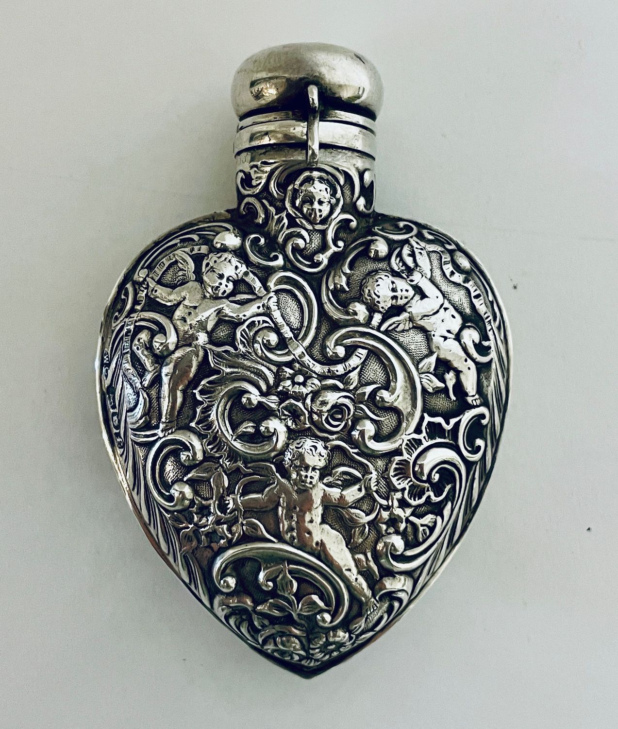 Antique Silver Cherub Perfume Flask