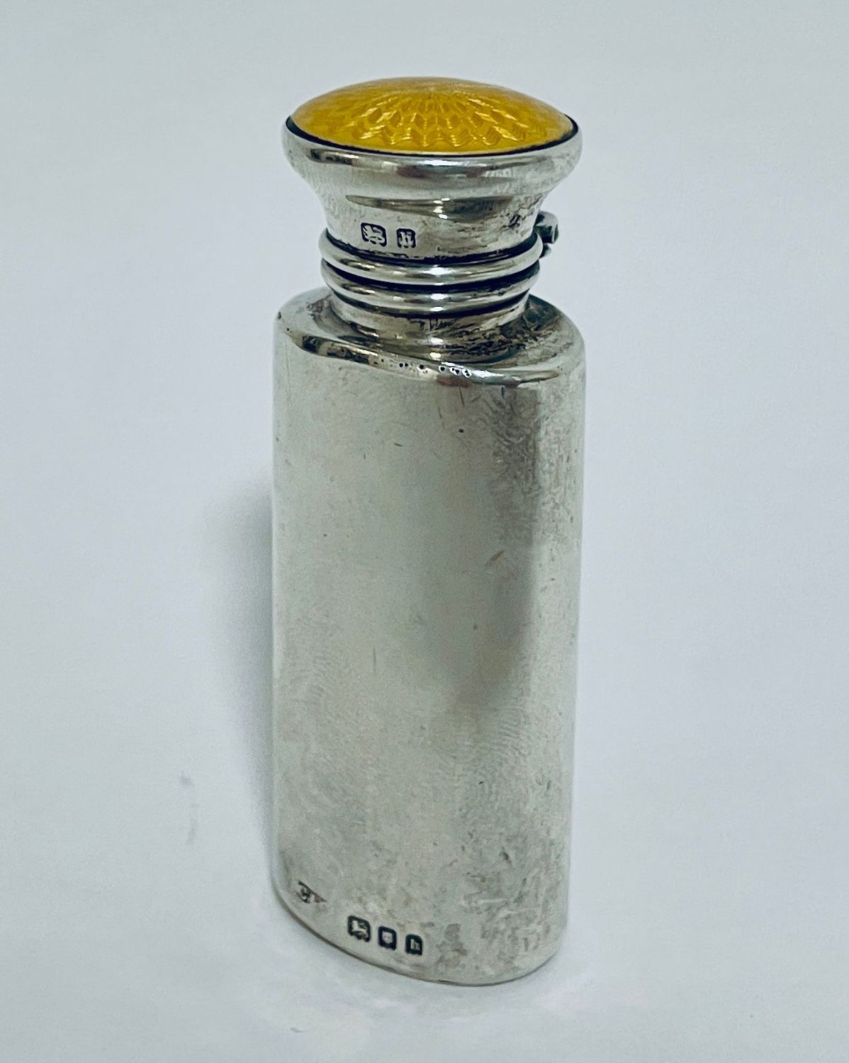 Art Deco Silver and Guilloche Enamel Scent Bottle