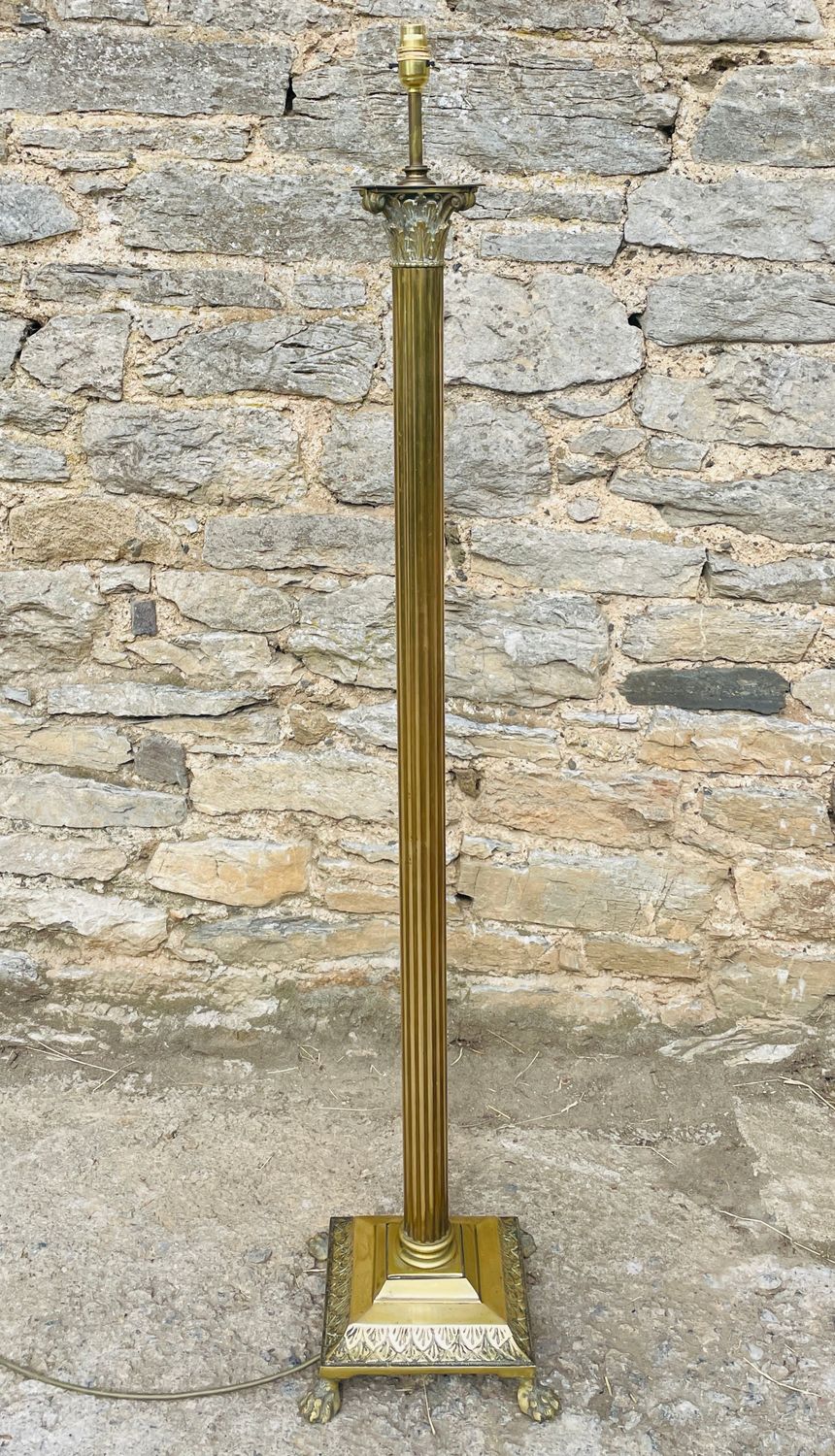 Brass Corinthian Column Standard Lamp