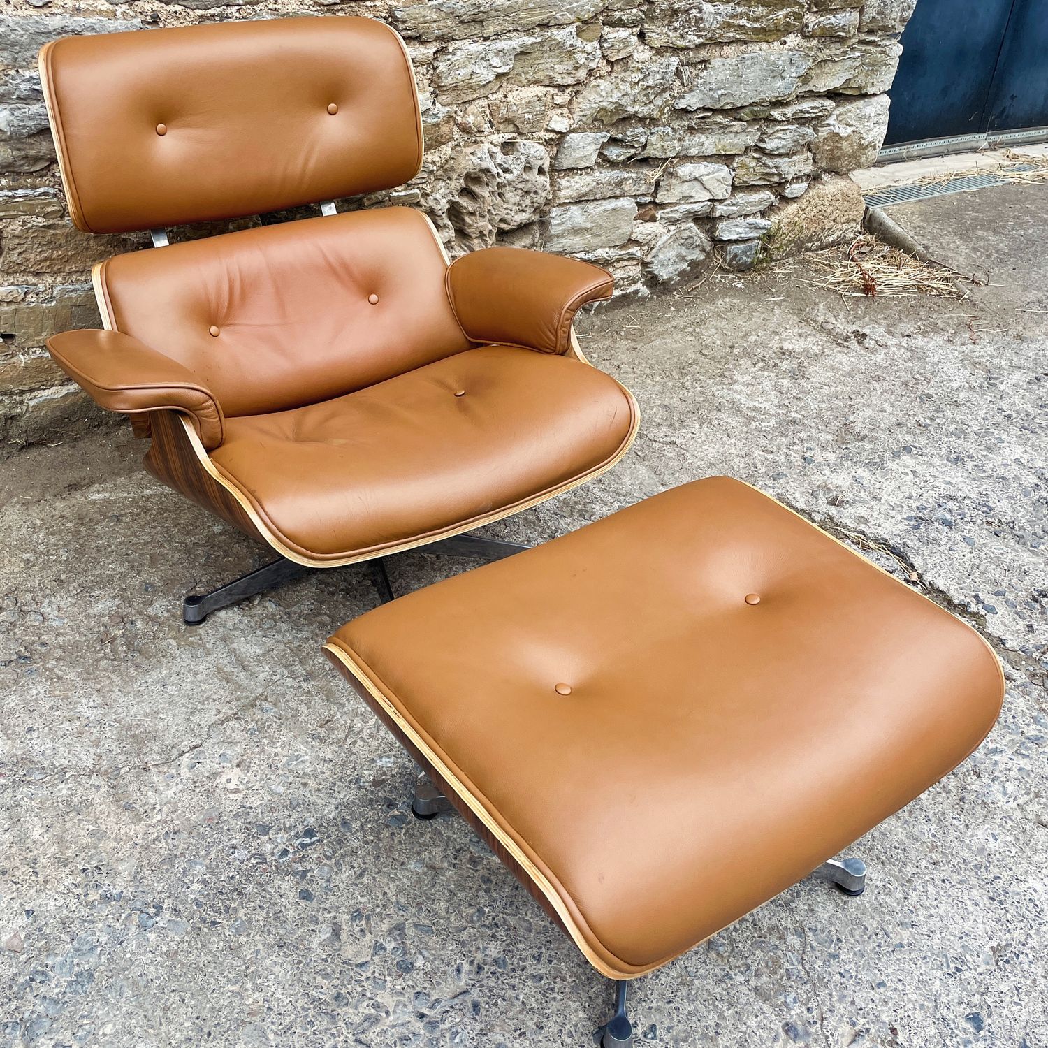 Vintage Eames Style Lounge Chair and Footstool