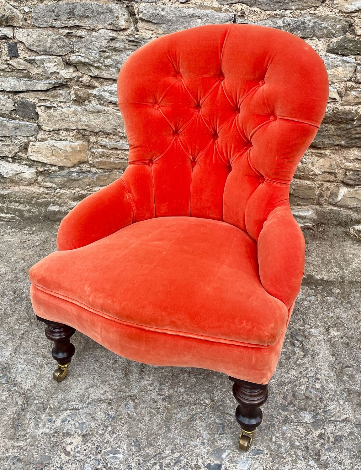 Antique Button Back Salon Chair