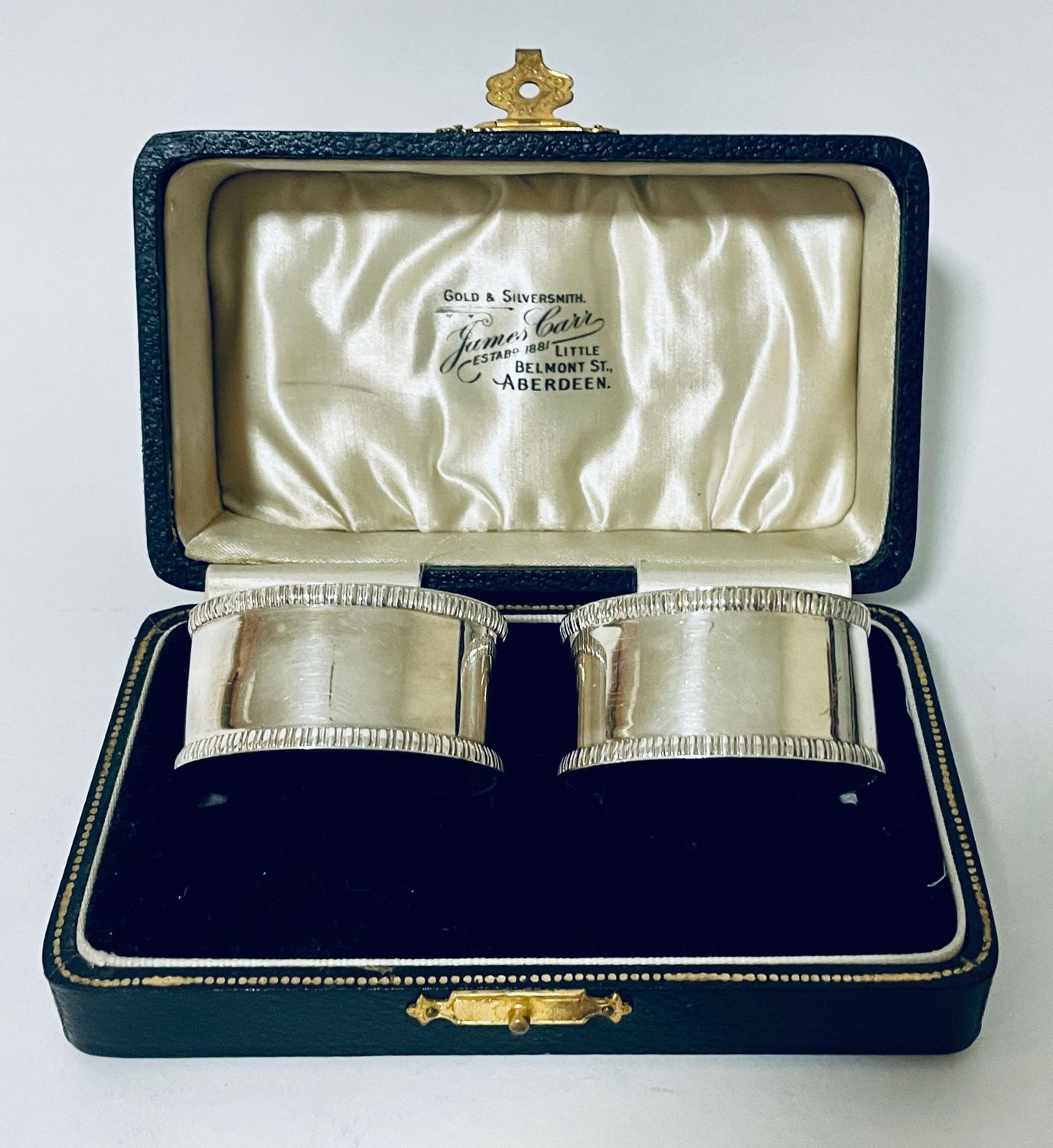 Pair of Antique Silver Napkin Rings in Box