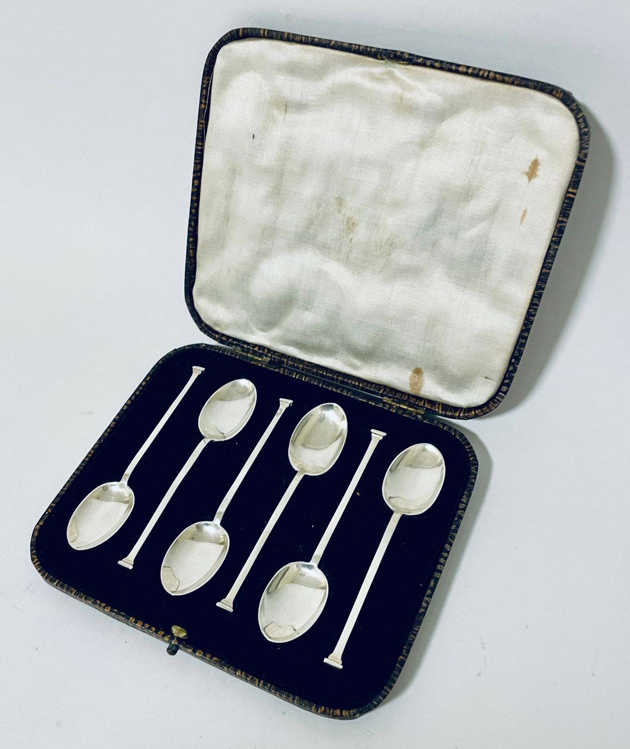 Set of 6 Antique Silver Spoons in Box