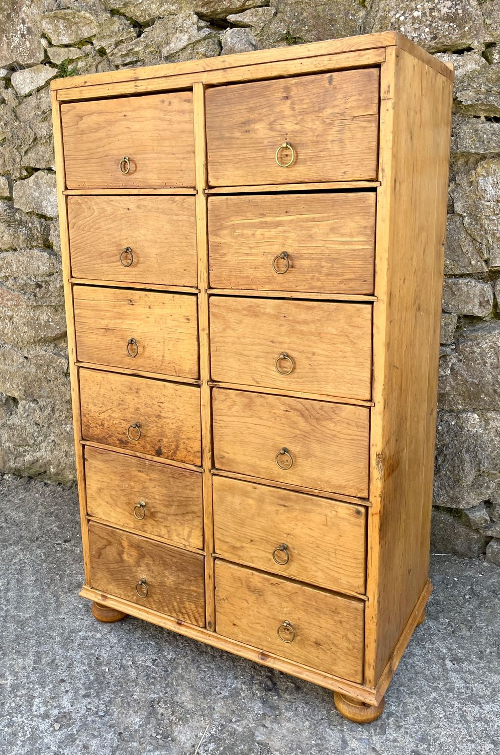 Antique Pine Bank of Drawers