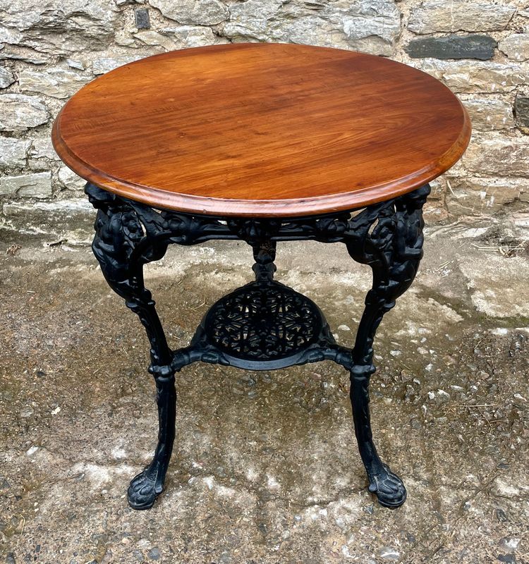 Antique Britannia Cast Iron Pub Table