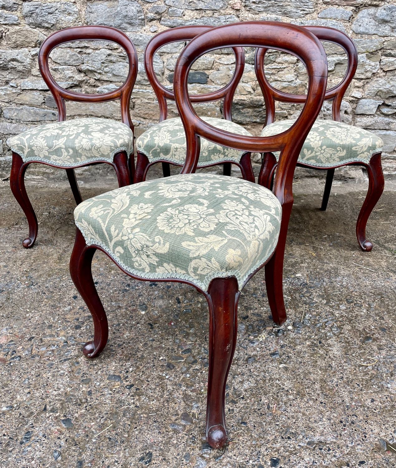 Set of 4 Victorian Mahogany Balloon Back Chairs