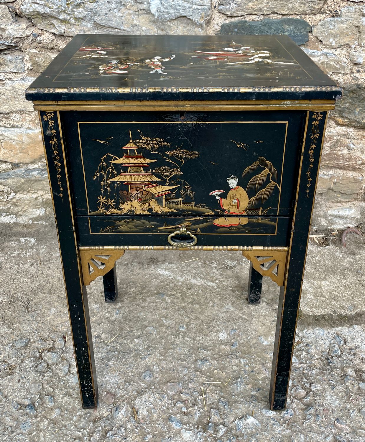 Victorian Chinoiserie Sewing Cabinet
