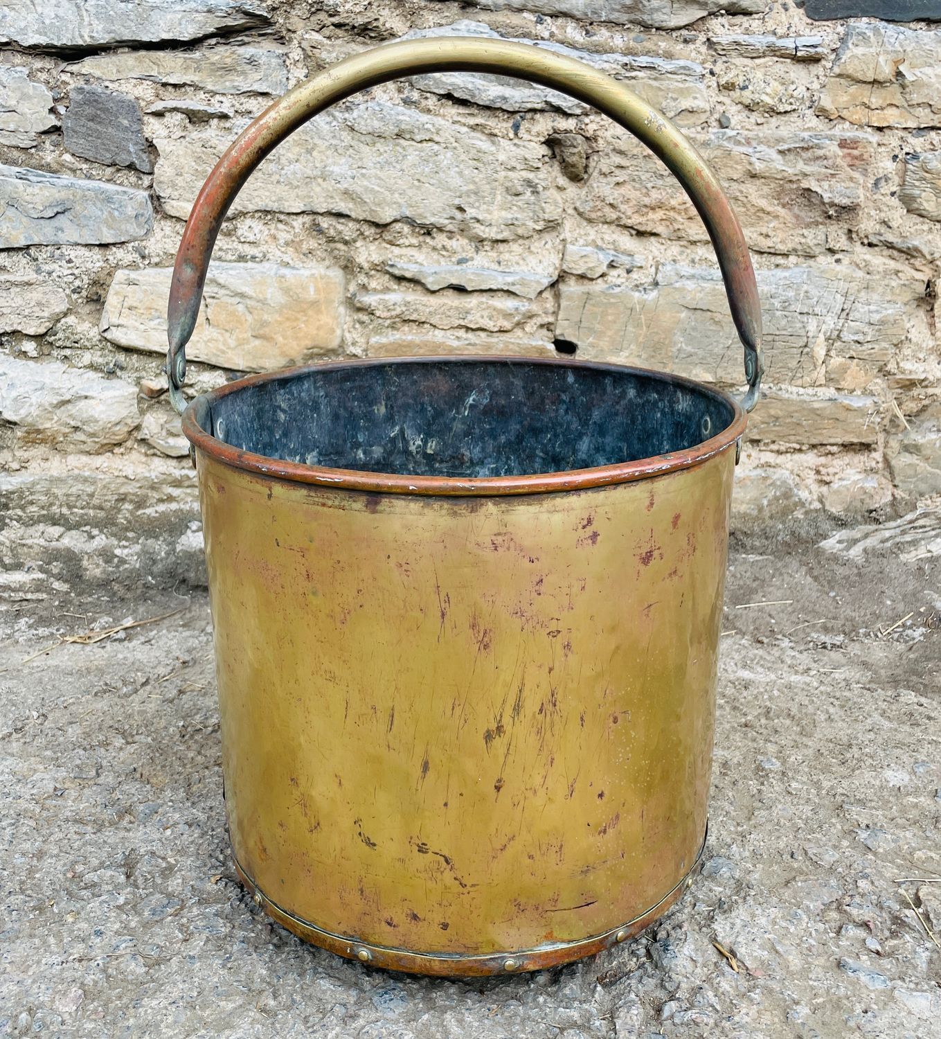 Antique Brass Riveted Bucket
