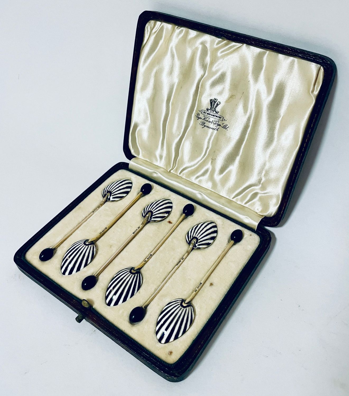Art Deco Silver Gilt & Enamel Coffee Spoons