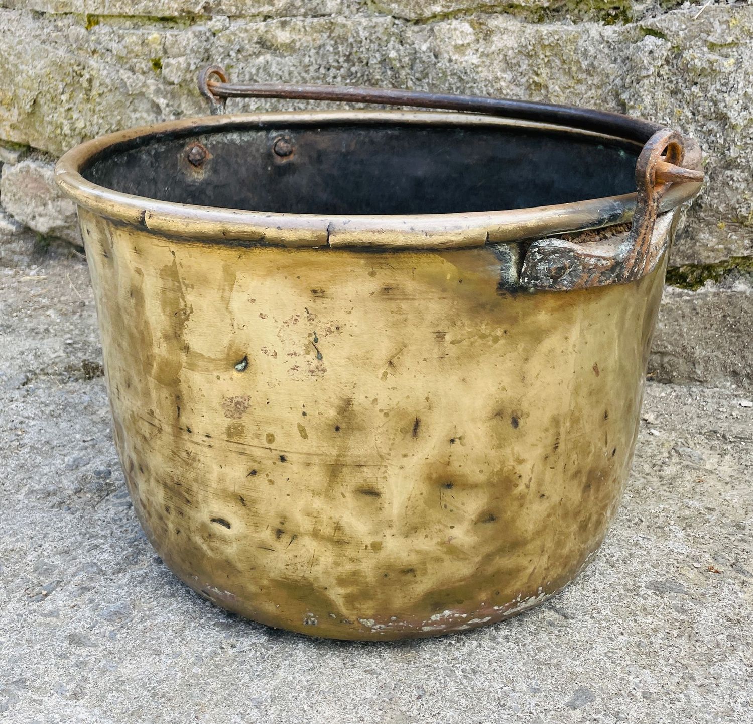 Large Antique Brass Cauldron
