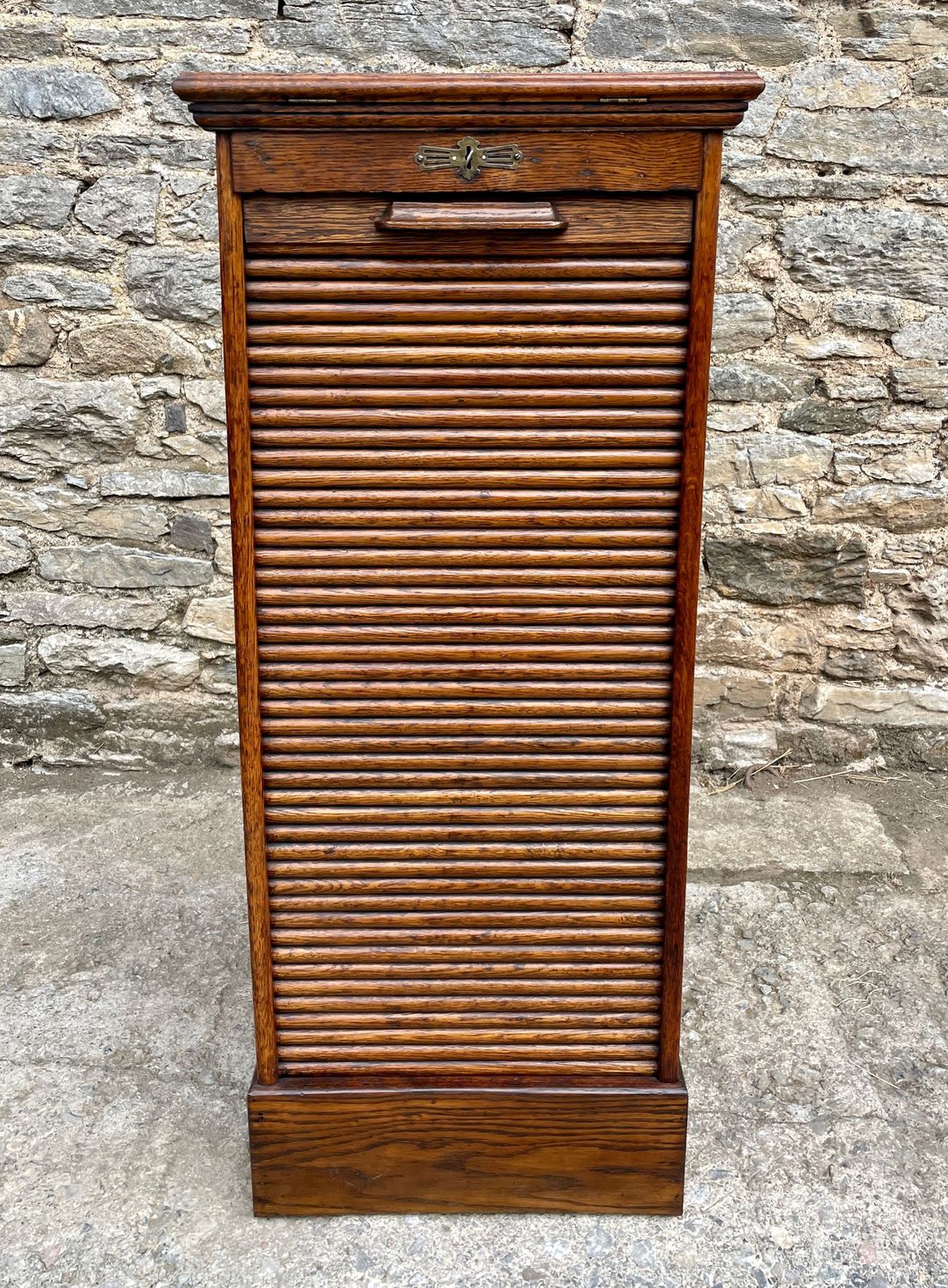 Antique Oak Tambour Filing Cabinet