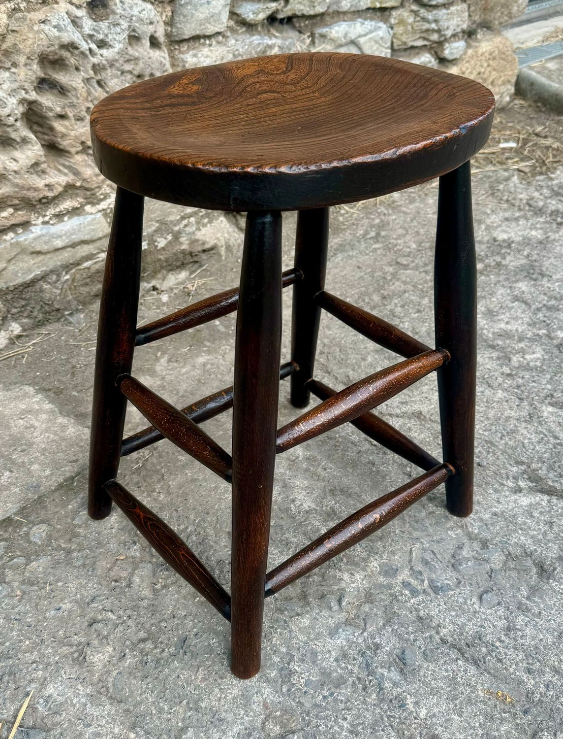 Antique Elm Topped Stool