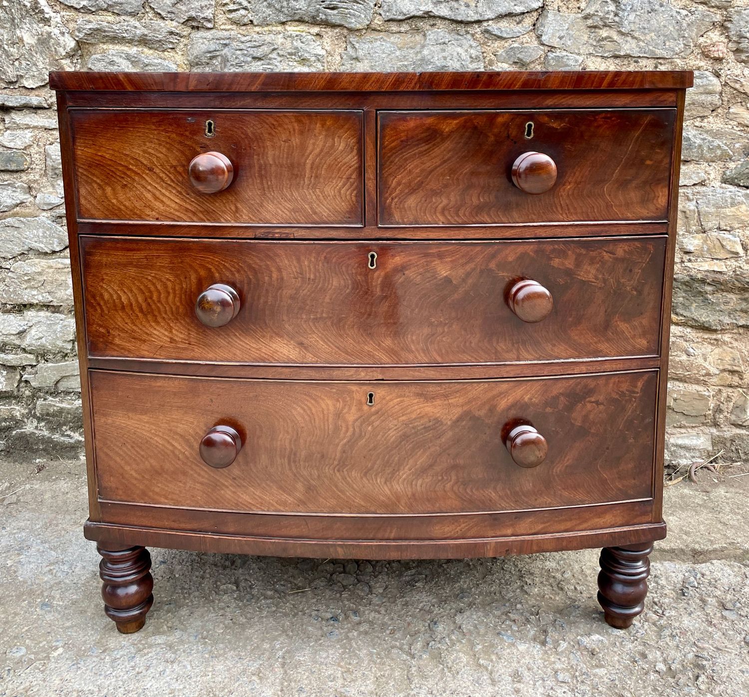 Small Victorian Mahogany Bow Front Chest of Drawers