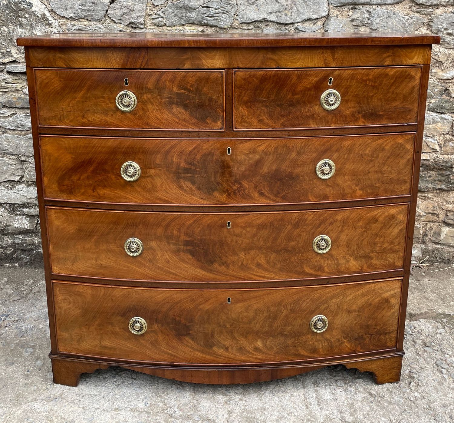 Large Regency Mahogany Bow Front Chest of Drawers