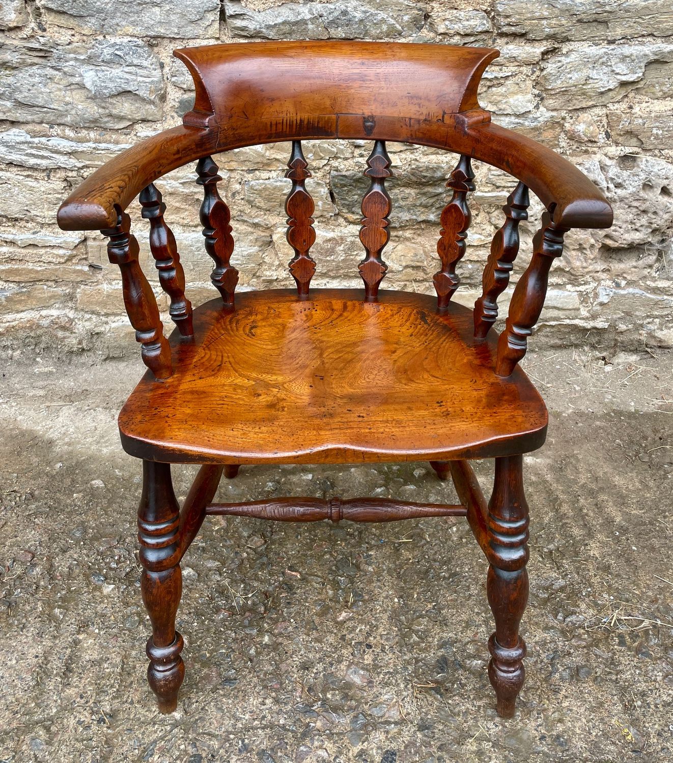 Unusual Victorian Elm Captains Chair
